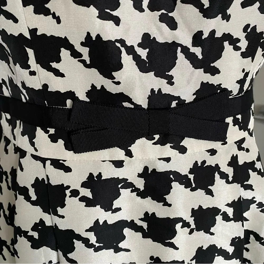 Kate Spade 100% Silk Black and White Houndstooth Preppy Sheath Dress Size 6